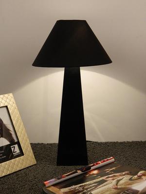 mango wood facinating table lamp with 10" pyramid shade-blk - 10896202 - Standard Image - 2