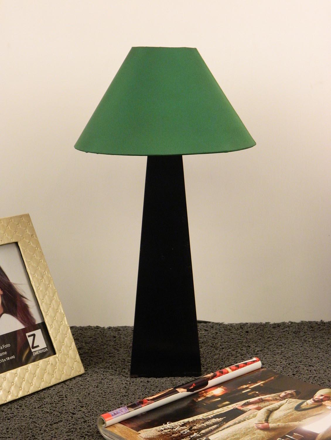 mango wood facinating table lamp with 10" pyramid shade-green - 10896204 - Zoom Image - 1