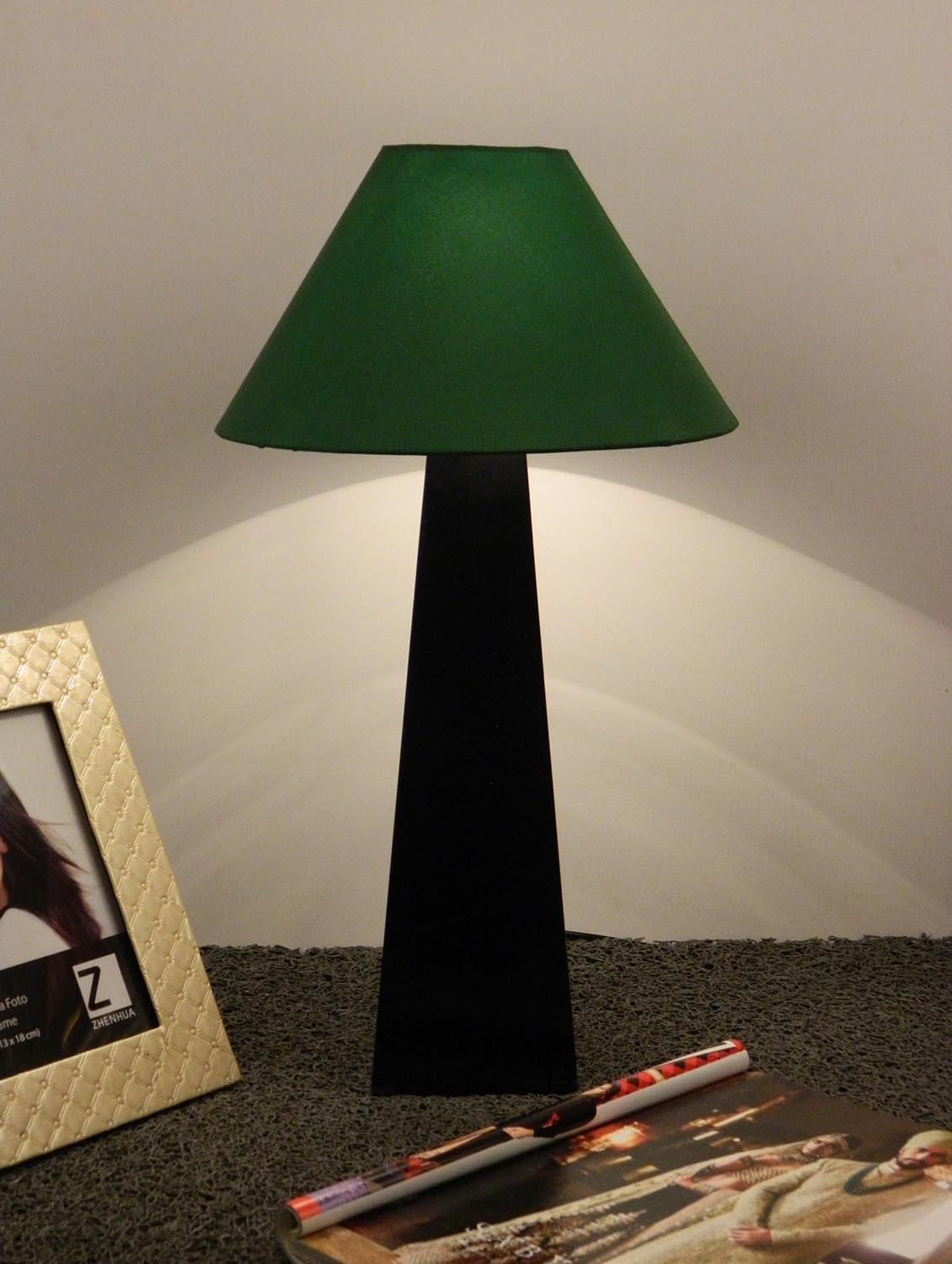 mango wood facinating table lamp with 10" pyramid shade-green - 10896204 - Zoom Image - 2