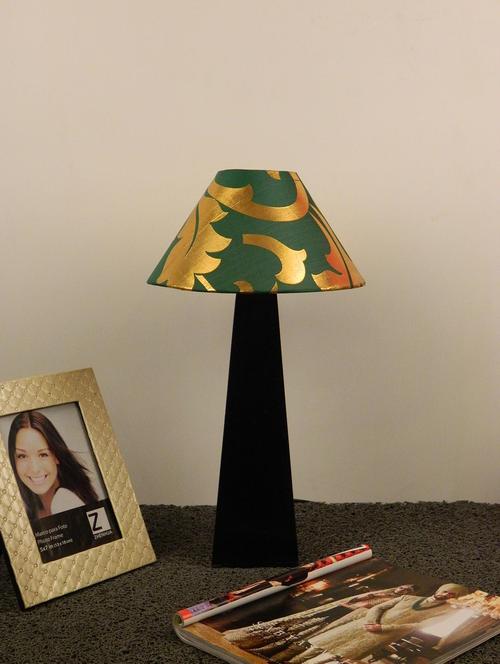 mango wood facinating table lamp with 10" pyramid shade-green gold - 10896217 - Standard Image - 1