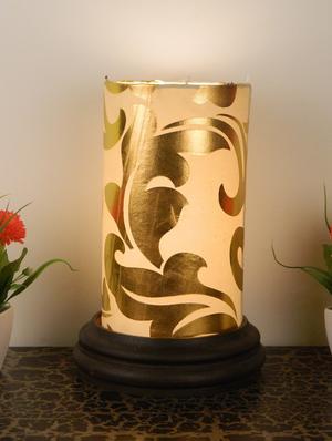 modern circular wooden base table lamp- - 10896582 - Standard Image - 2