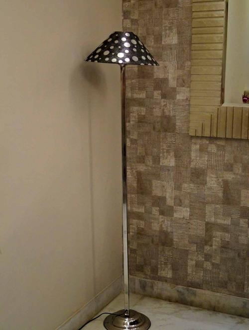 classy steel floor lamp with 13" pyramid shade- - 10896720 - Standard Image - 1