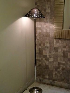 classy steel floor lamp with 13" pyramid shade- - 10896720 - Standard Image - 2