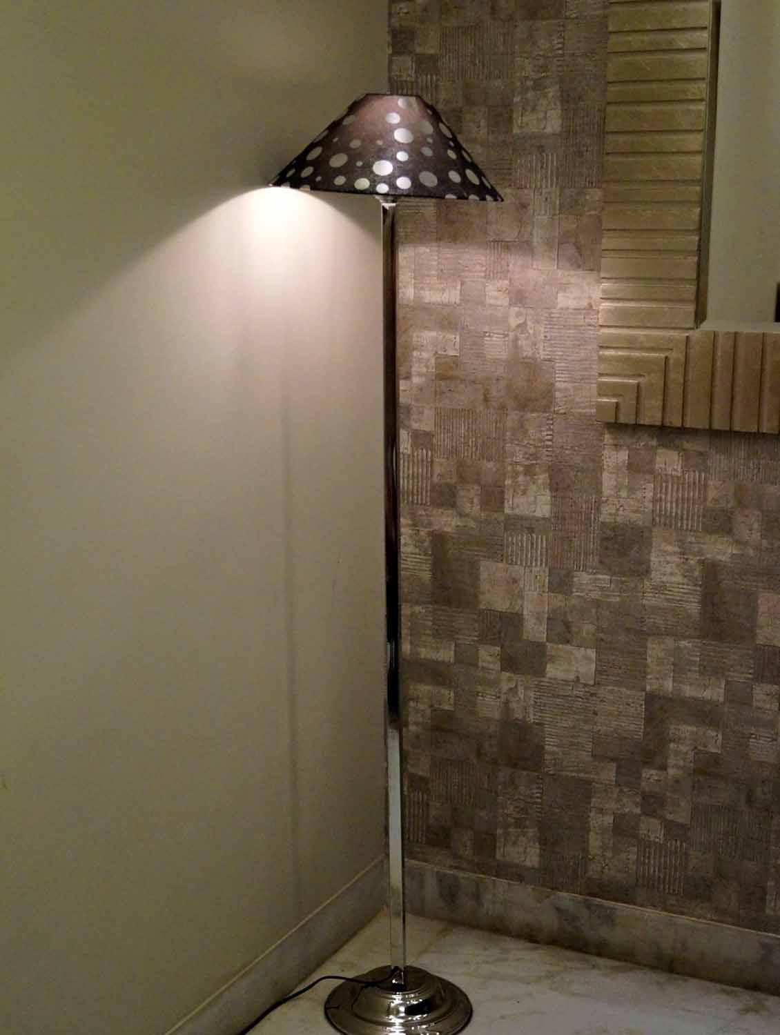 classy steel floor lamp with 13" pyramid shade- - 10896720 - Zoom Image - 2
