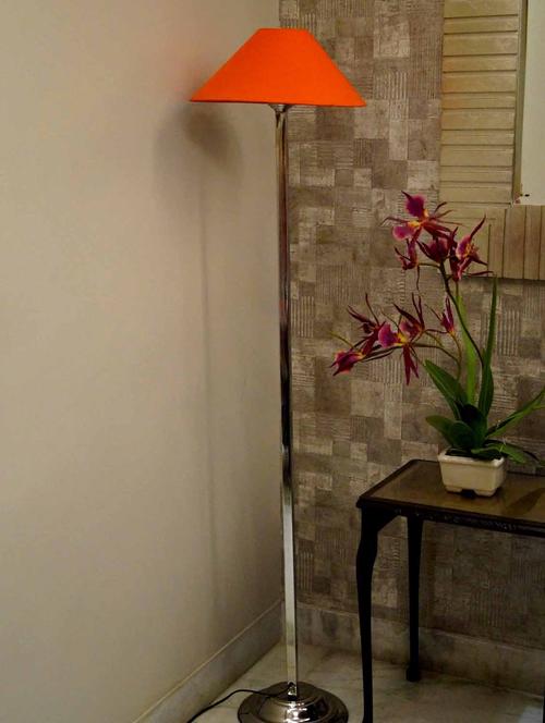 classy steel floor lamp with 13" pyramid shade- - 10896725 - Standard Image - 1
