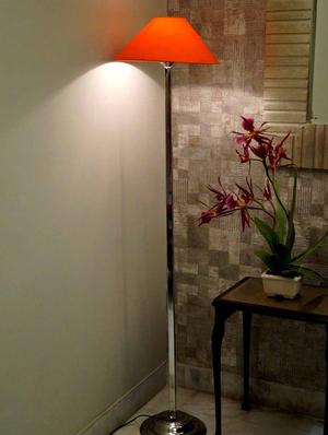 classy steel floor lamp with 13" pyramid shade- - 10896725 - Standard Image - 2