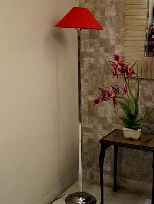 classy steel floor lamp with 13" pyramid shade- - 10896730 - Standard Image - 1