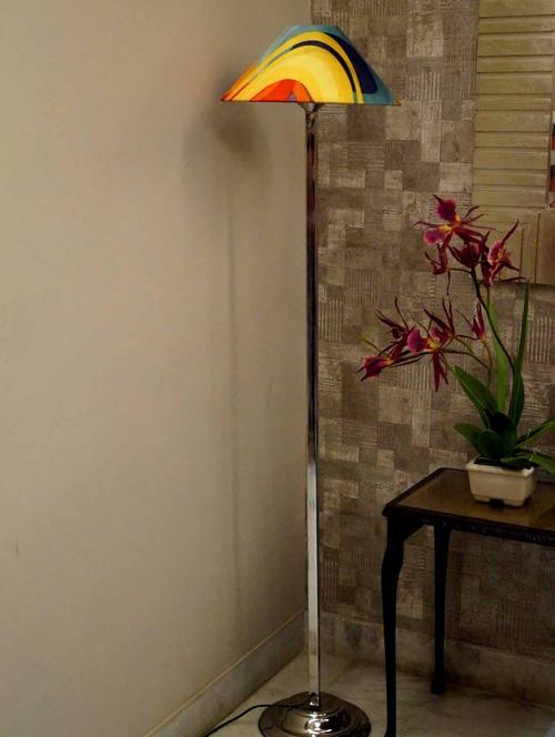 classy steel floor lamp with 13" pyramid shade- - 10896736 - Standard Image - 1