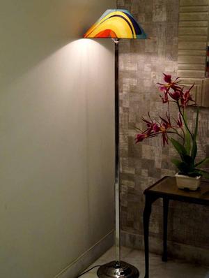 classy steel floor lamp with 13" pyramid shade- - 10896736 - Standard Image - 2