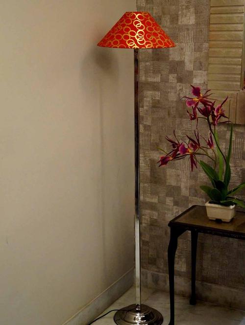 classy steel floor lamp with 13" pyramid shade- - 10896741 - Standard Image - 1