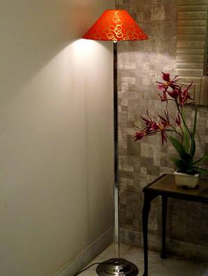 classy steel floor lamp with 13" pyramid shade- - 10896741 - Standard Image - 2