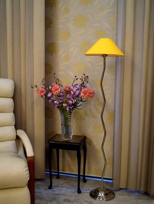 zig zag pure stell floor lamp with 13" pyramid shade- - 10896786 - Standard Image - 1