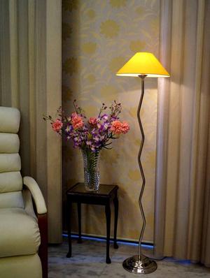 zig zag pure stell floor lamp with 13" pyramid shade- - 10896786 - Standard Image - 2