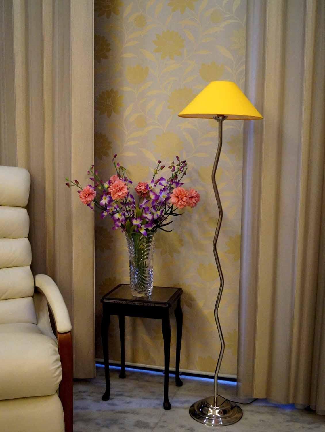zig zag pure stell floor lamp with 13" pyramid shade- - 10896786 - Zoom Image - 1