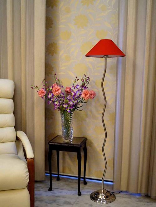 zig zag pure stell floor lamp with 13" pyramid shade- - 10896787 - Standard Image - 1