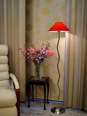 zig zag pure stell floor lamp with 13" pyramid shade- - 10896787 - Standard Image - 2