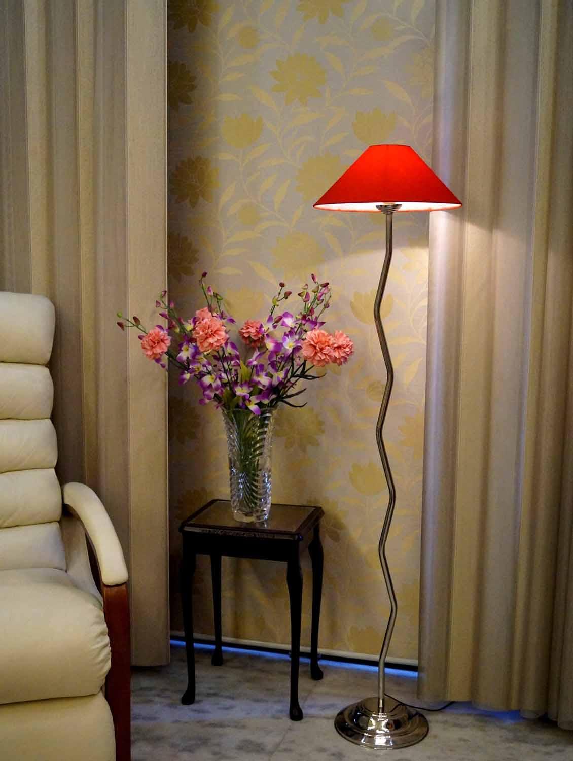 zig zag pure stell floor lamp with 13" pyramid shade- - 10896787 - Zoom Image - 2