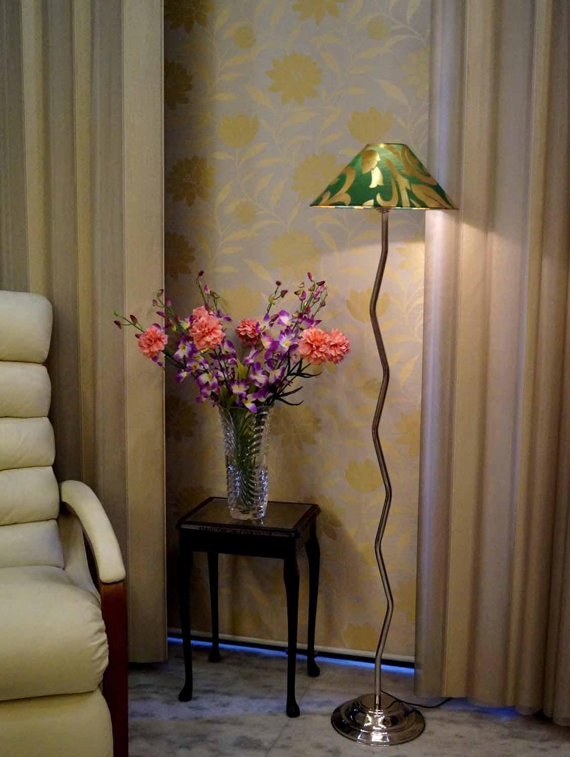 zig zag pure stell floor lamp with 13" pyramid shade- - 10896795 - Zoom Image - 2