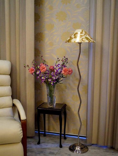 zig zag pure stell floor lamp with 13" pyramid shade- - 10896796 - Standard Image - 1
