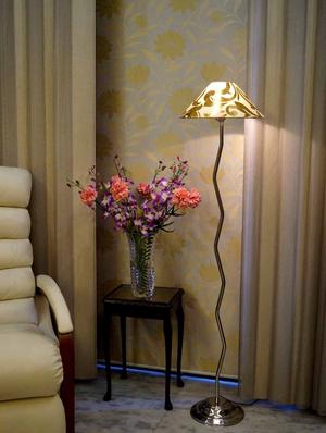 zig zag pure stell floor lamp with 13" pyramid shade- - 10896796 - Standard Image - 2