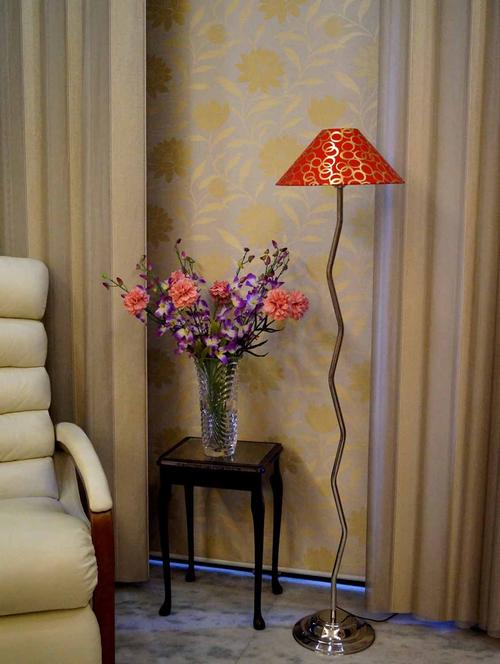 zig zag pure stell floor lamp with 13" pyramid shade- - 10896799 - Standard Image - 1