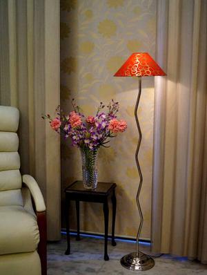 zig zag pure stell floor lamp with 13" pyramid shade- - 10896799 - Standard Image - 2