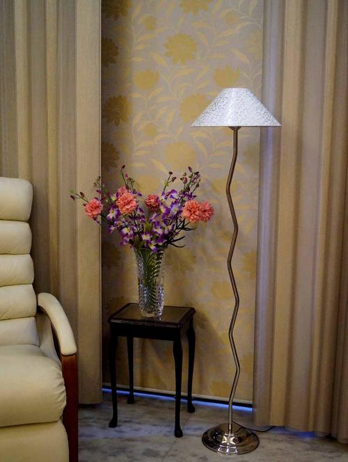 zig zag pure stell floor lamp with 13" pyramid shade- - 10896801 - Standard Image - 1
