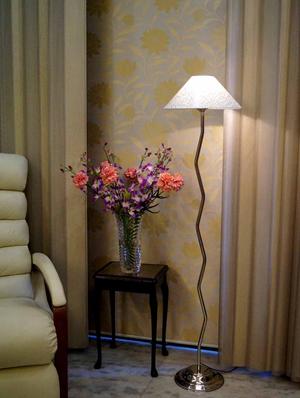 zig zag pure stell floor lamp with 13" pyramid shade- - 10896801 - Standard Image - 2