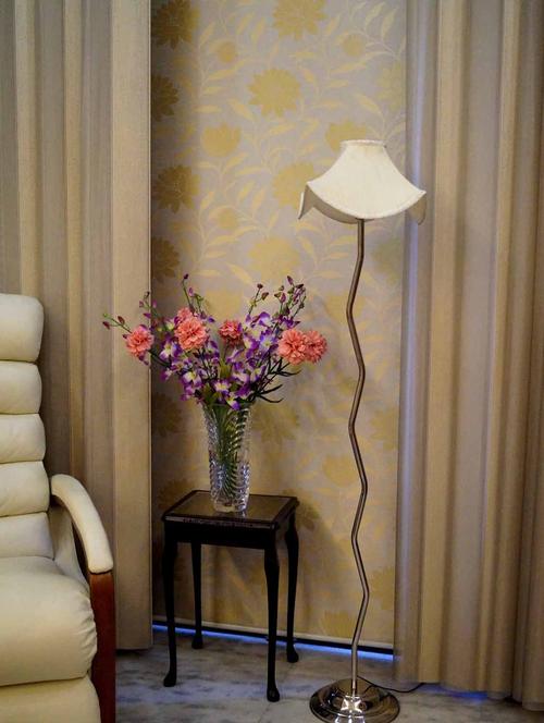 zig zag pure stell floor lamp with designer shade- - 10896826 - Standard Image - 1