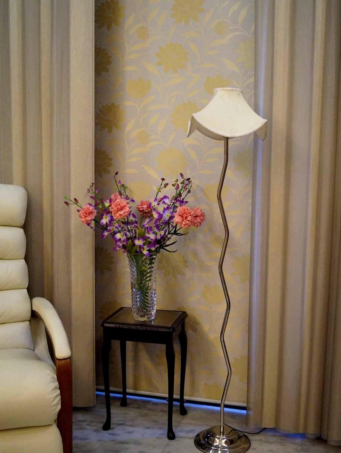 zig zag pure stell floor lamp with designer shade- - 10896826 - Zoom Image - 1