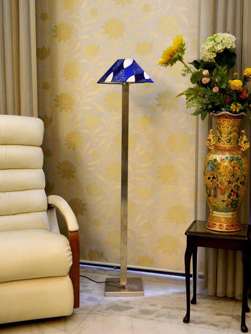 contemprarary steel lamp with 13" pyramid shade - 10896841 - Standard Image - 1