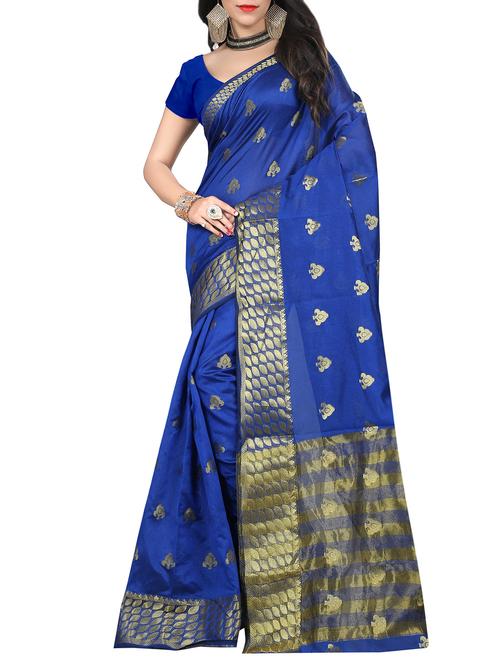 blue cotton saree - 10897818 - Standard Image - 1