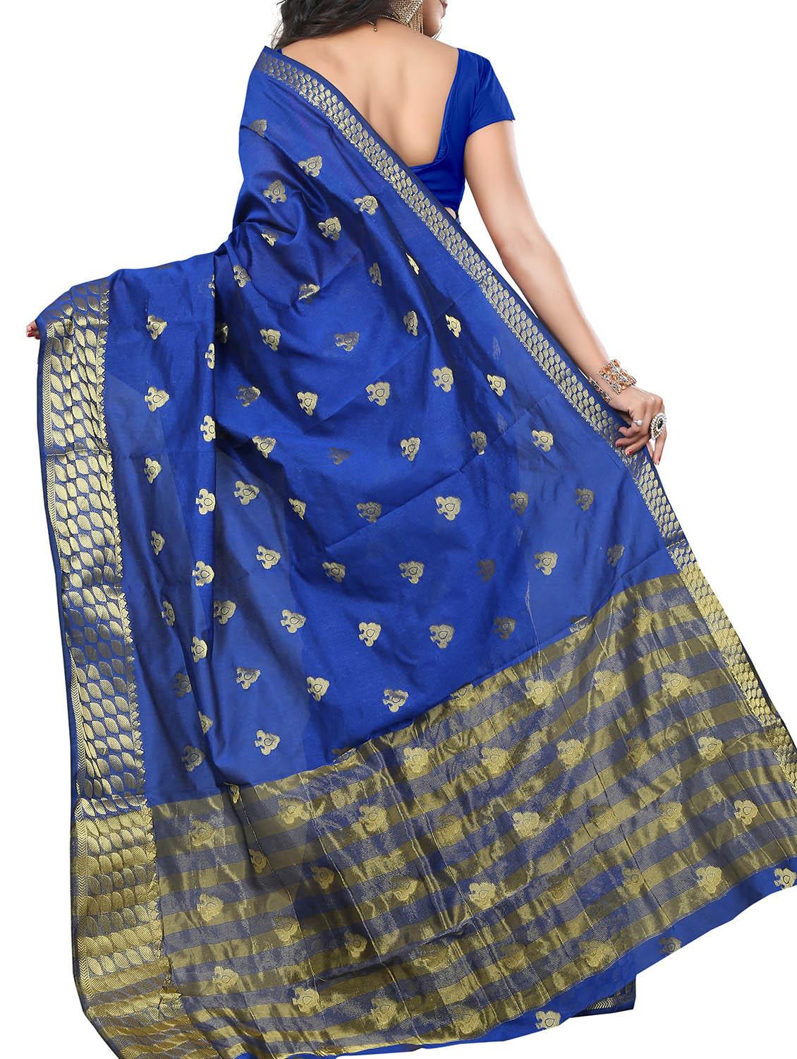 blue cotton saree - 10897818 - Zoom Image - 2