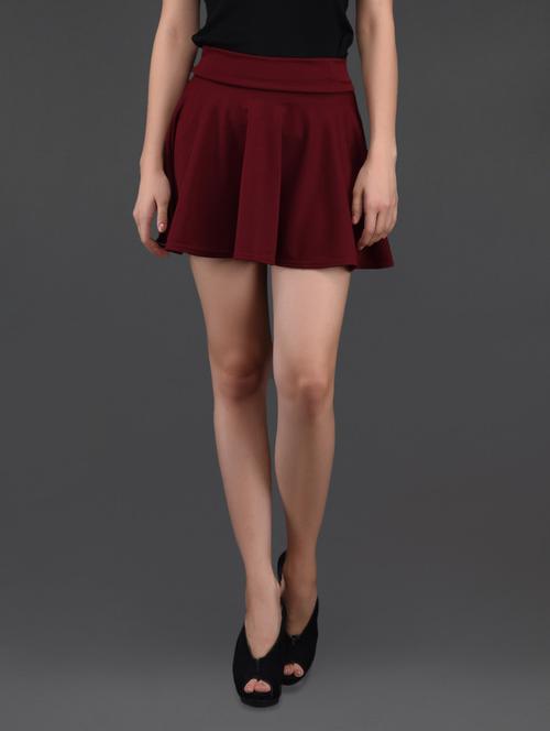 maroon flared cotton mini skirt - 1089802 - Very Small Image - 1