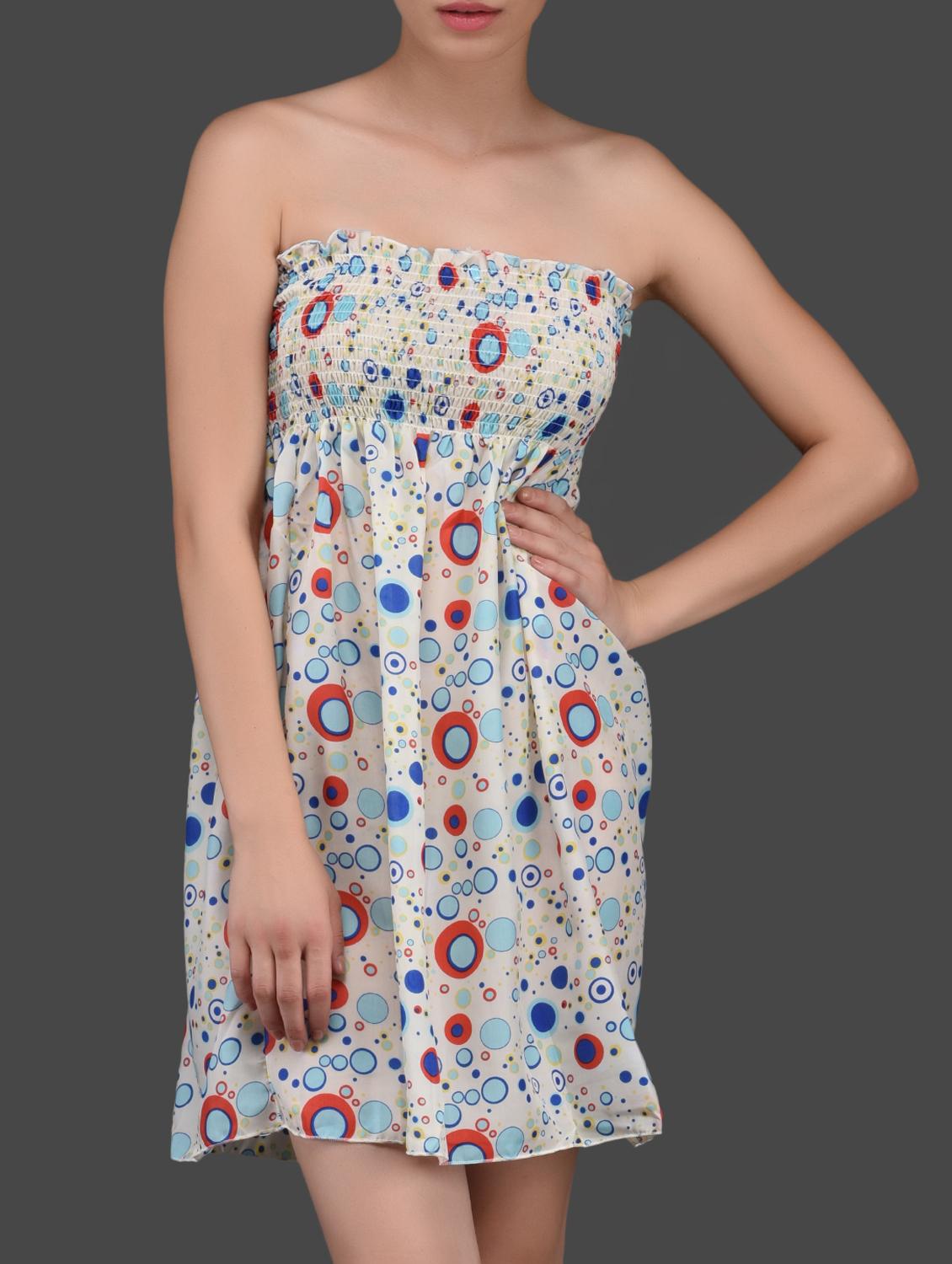 bubbles printed chiffon tube dress