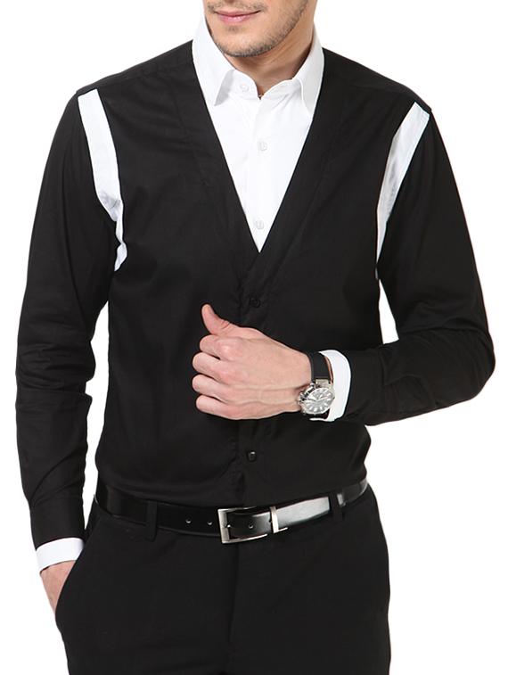 black color block casual shirt