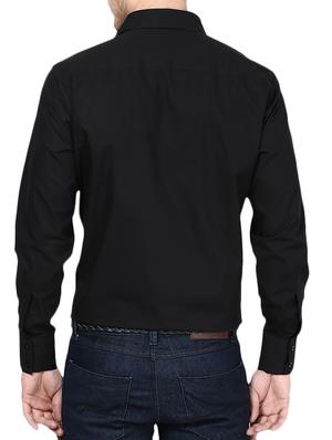 black solid casual shirt - 10899311 - Standard Image - 2