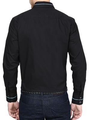 black solid casual shirt - 10899312 - Standard Image - 2