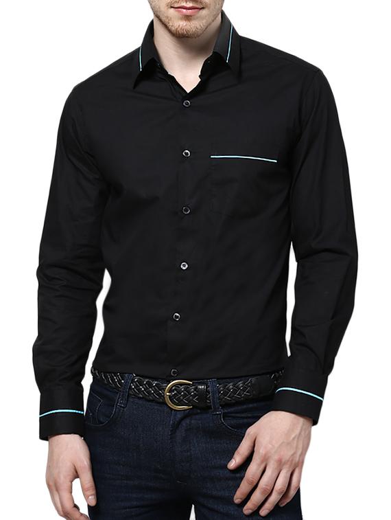 black solid casual shirt - 10899312 - Zoom Image - 1