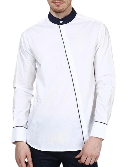 white solid casual shirt - 10899334 - Standard Image - 1