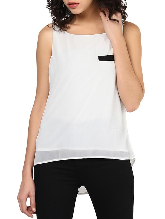 white georgette High-Low regular top - 10906609 - Zoom Image - 1