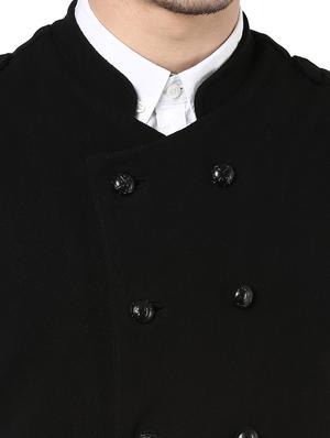 solid black cotton nehru jacket - 10910294 - Standard Image - 4