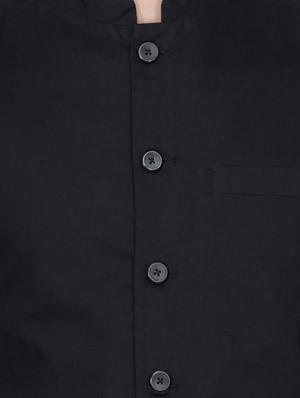 black cotton nehru jacket - 10910348 - Standard Image - 4