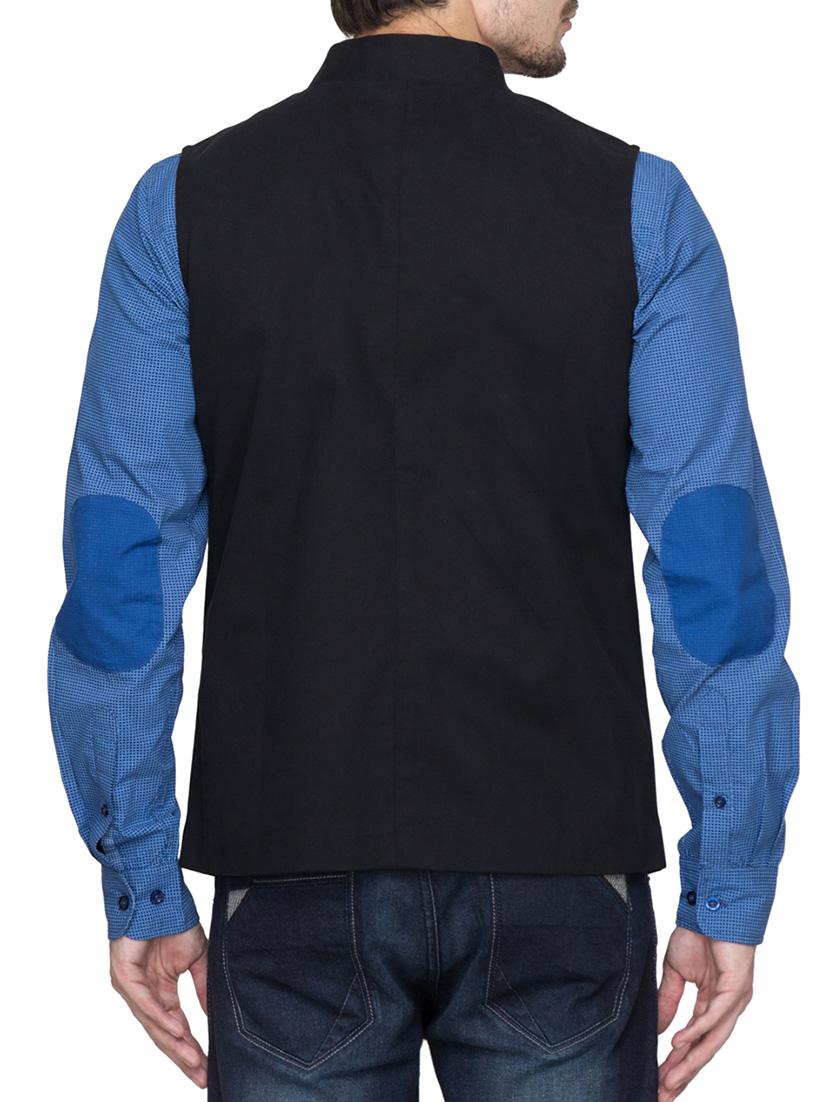 black cotton nehru jacket - 10910348 - Zoom Image - 3