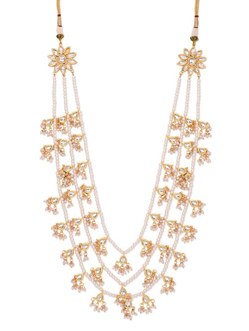 white and gold multilayered kundan work necklace - 10923103 - Very Small Image - 1