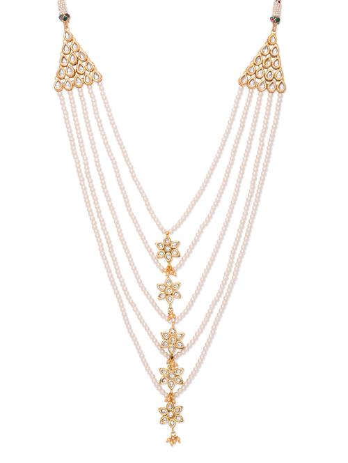 white multilayered kundan work necklace - 10923105 - Very Small Image - 1