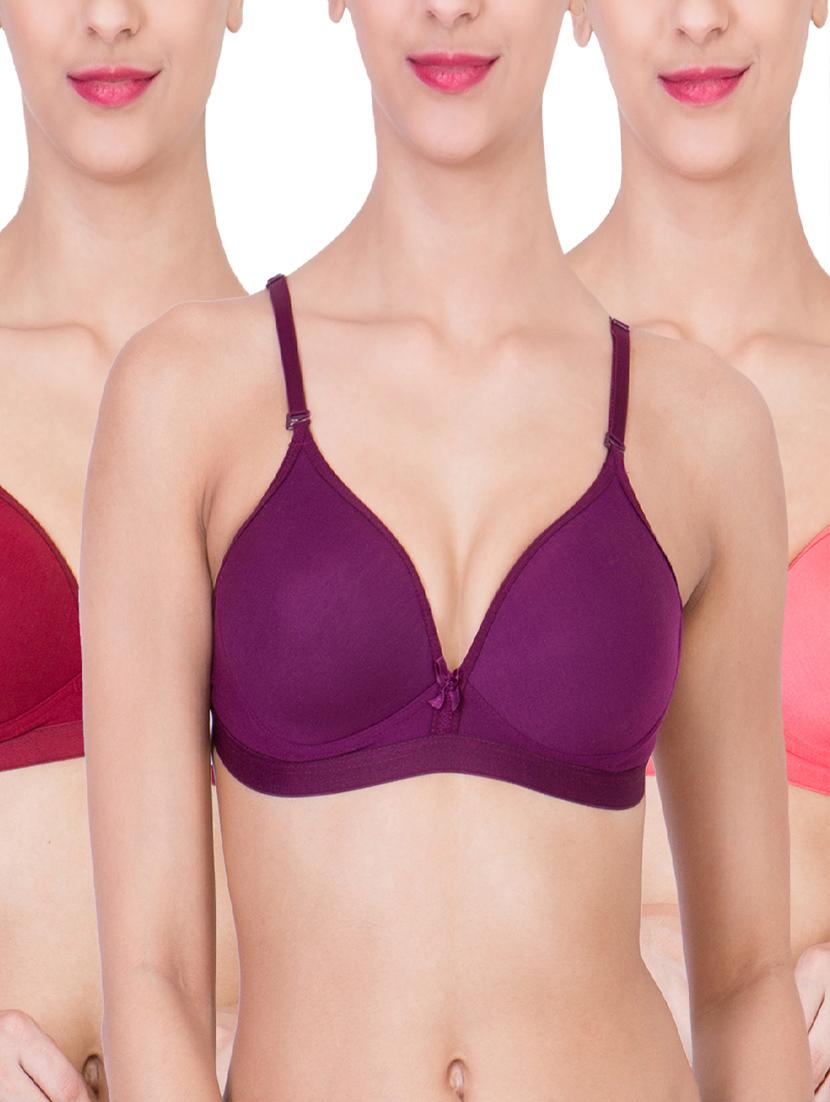 maroon,orange,dark purple cotton bra - 10937817 - Zoom Image - 1