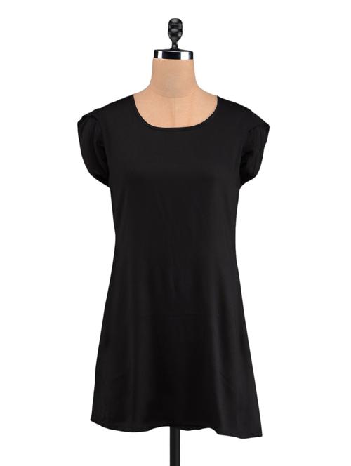 solid black cap sleeves rayon tunic - 1093840 - Standard Image - 1