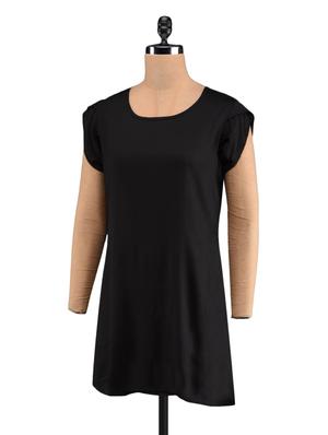 solid black cap sleeves rayon tunic - 1093840 - Standard Image - 2