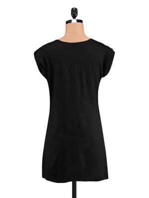 solid black cap sleeves rayon tunic - 1093840 - Standard Image - 3